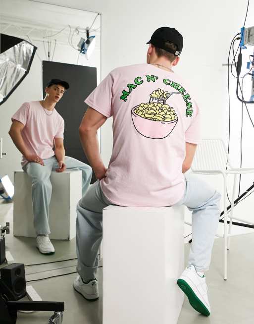 New Love Club - Oversized T-shirt met 'Mac n Cheese'-print op de achterkant in roze