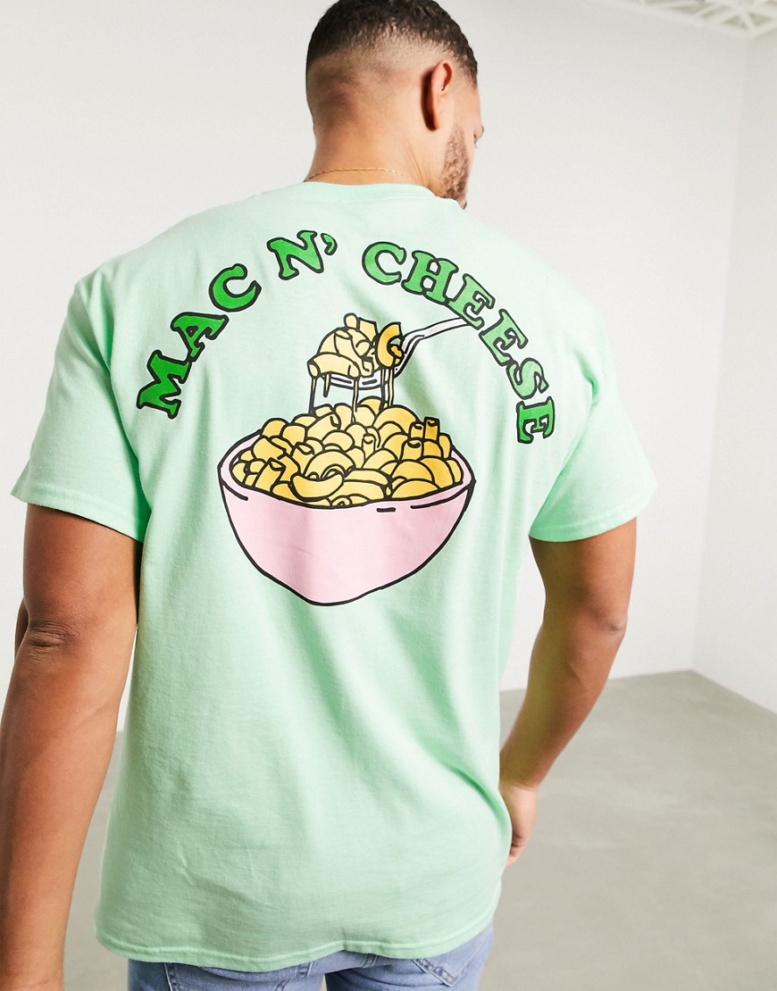 New Love Club - Oversized T-shirt met mac n cheese-print-Groen
