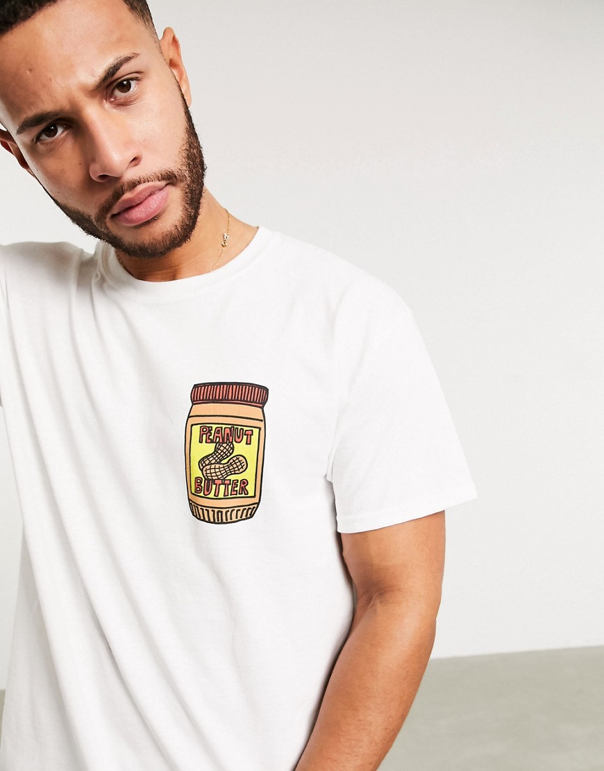 New Love Club - Oversized T-shirt met print 'peanut butter'-Wit