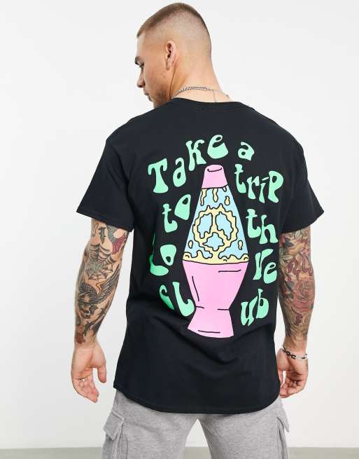 New Love Club - Oversized T-shirt met print van lavalamp op de rug in zwart