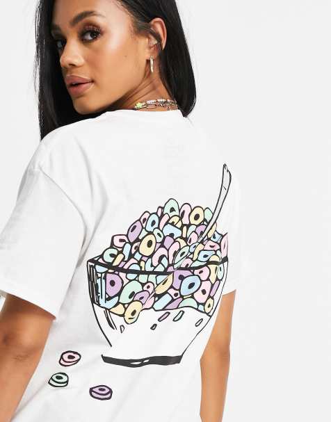 New Love Club oversized t-shirt with cereal back print graphic in white - view 1