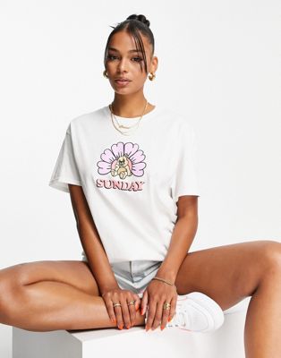 New Love Club oversized t-shirt with Sunday bear in white