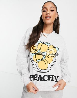 New Love Club peachy graphic print sweatshirt