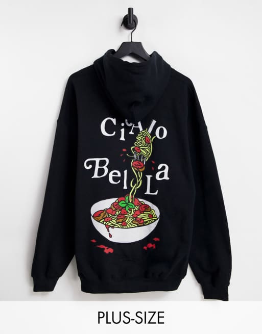New Love Club Plus – Bluza z kapturem i nadrukiem spaghetti na plecach