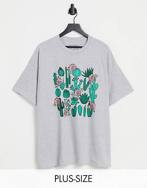New Love Club plus cactus graphic t-shirt in oversized