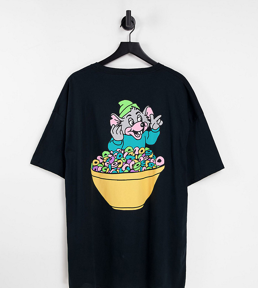 New Love Club Plus - Lucky Mouse Cereals - T-shirt oversize avec imprimé au dos-Noir
