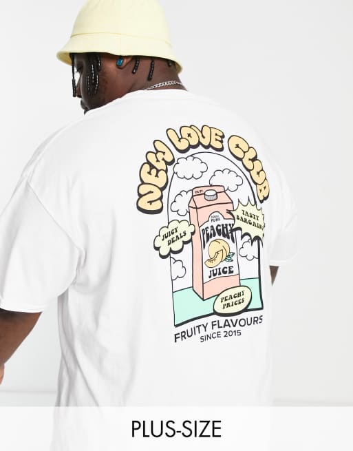 New Love Club - Plus - Oversized T-shirt met 'juice' print op de achterkant in wit