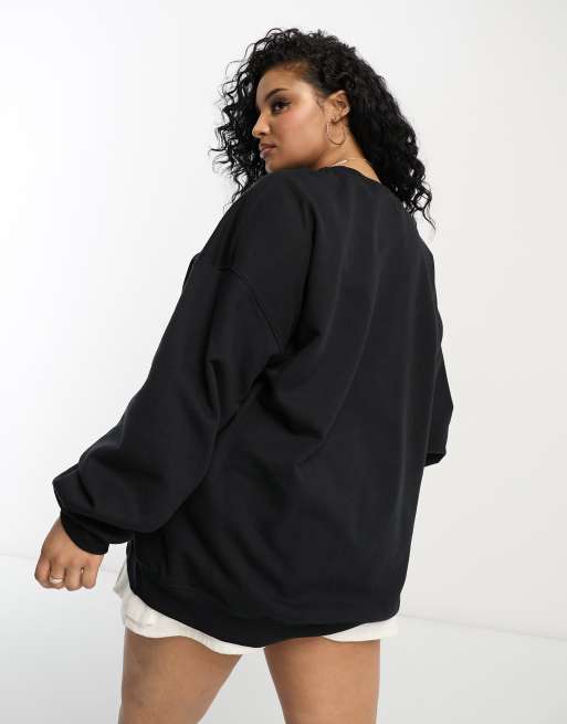 New Love Club Plus sausage dog graphic sweatshirt in black | ASOS