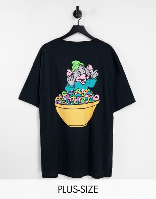 New Love Club Plus - T-shirt con stampa di topo con cereali sul retro