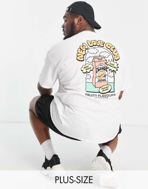 New Love Club – Plusstorlek – Vit t-shirt i oversize med 