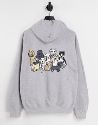 New Love Club puppies back print graphic hoodie