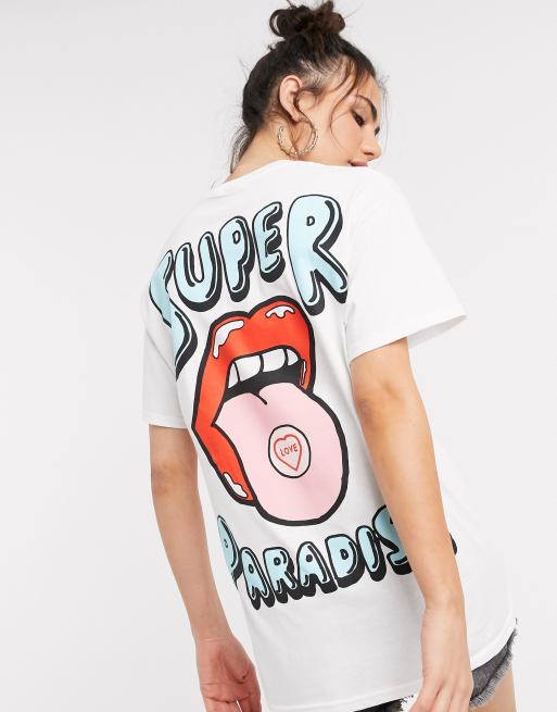 New Love Club super back print t-shirt in oversized | ASOS