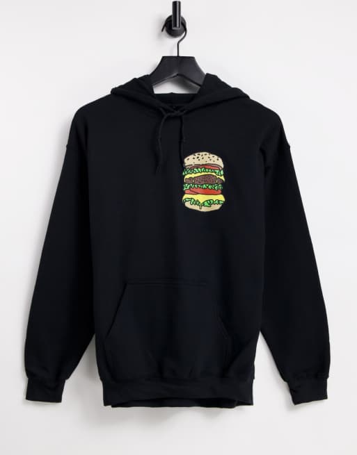 New Love Club - Sweat à capuche à imprimé burger - Noir
