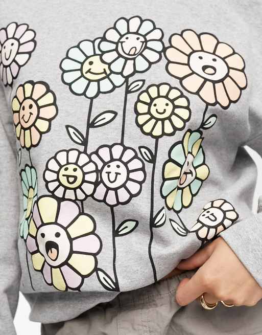 New Love Club - Sweat à imprimé fleurs - Gris, 4 de 4