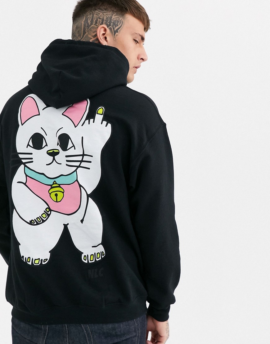 New Love Club - Sweater met kattenprint op de achterkant-Zwart