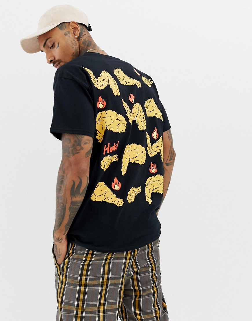 New Love Club - T-shirt con stampa di ali di pollo sul retro-Nero