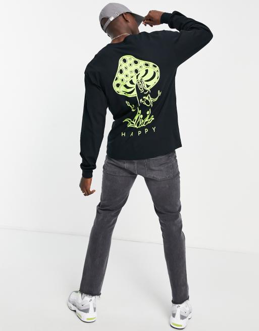 New Love Club - T-shirt met lange mouwen en 'Happy'-print op de achterkant