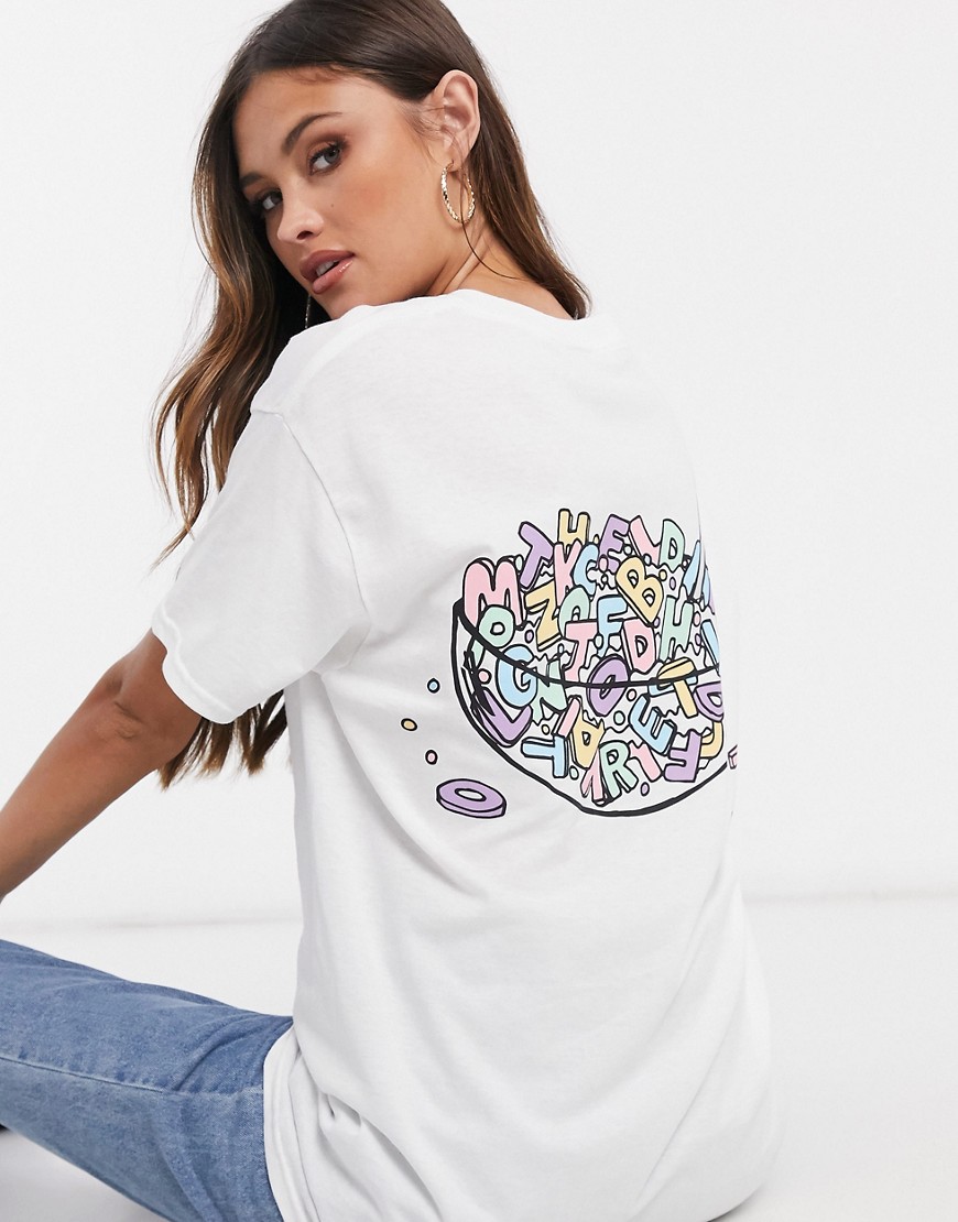 New Love Club - T-shirt oversize avec imprimé alphabet et céréales au dos-Violet