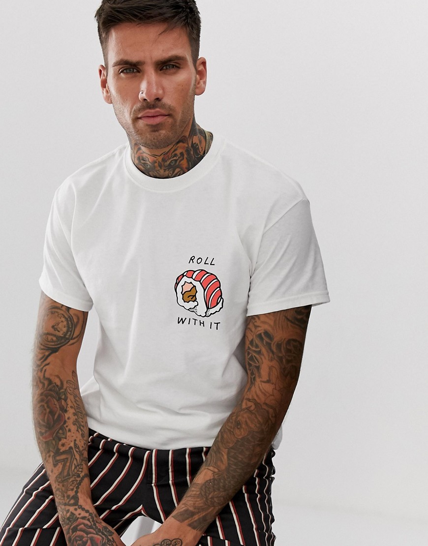 New Love Club - T-shirt oversize con scritta roll with it-Grigio