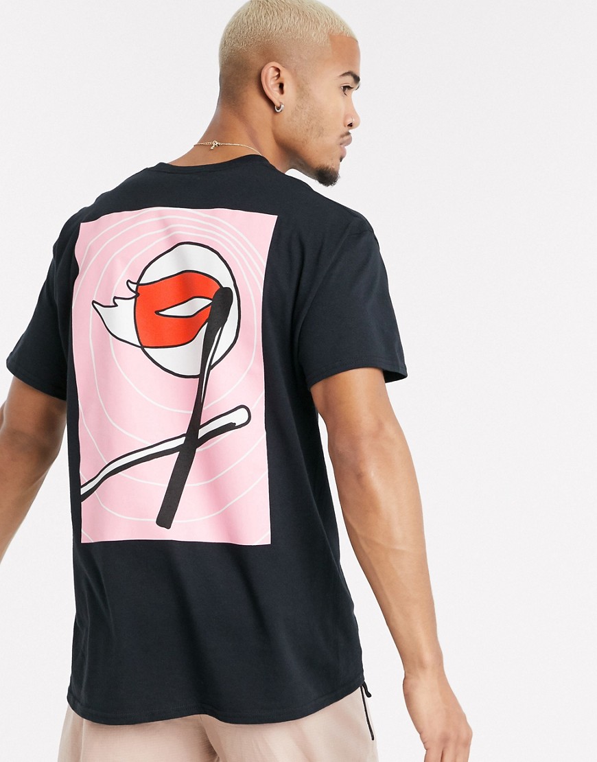 New Love Club - T-shirt oversize con stampa con fiammiferi sul retro-Nero