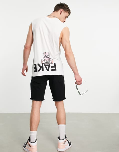 New Love Club – Vitt linne i oversize med "fake"-tryck baktill - view 1