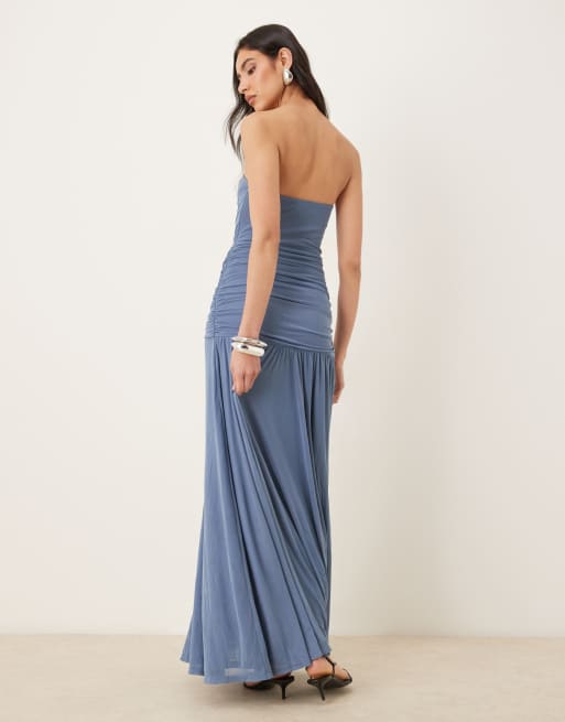NIA Abbott Kinney midaxi side slit dress in slate blue, 3 of 4