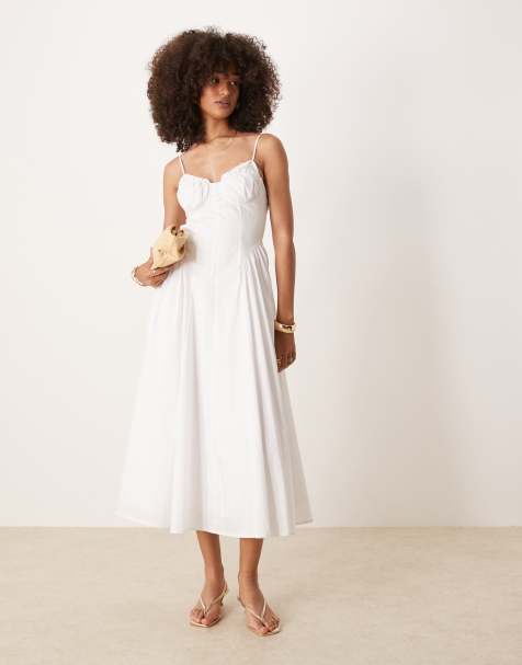 Nia alice bustle detail camisole dress in white - view 1