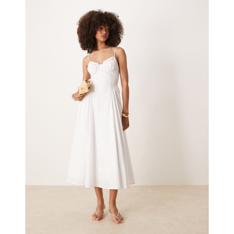 Nia alice bustle detail camisole dress in white | ASOS