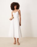 [Nia] Nia Alice bustle detail camisole dress in white XS WHITE