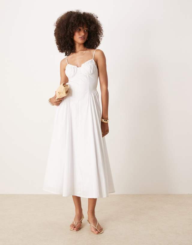 スーツ・フォーマル・ドレス Narrow Strap Camisole Dress Nia alice bustle detail camisole dress in white | ASOS