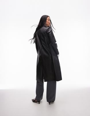 NIA AMSTERDAM FAUX LEATHER OVERCOAT 