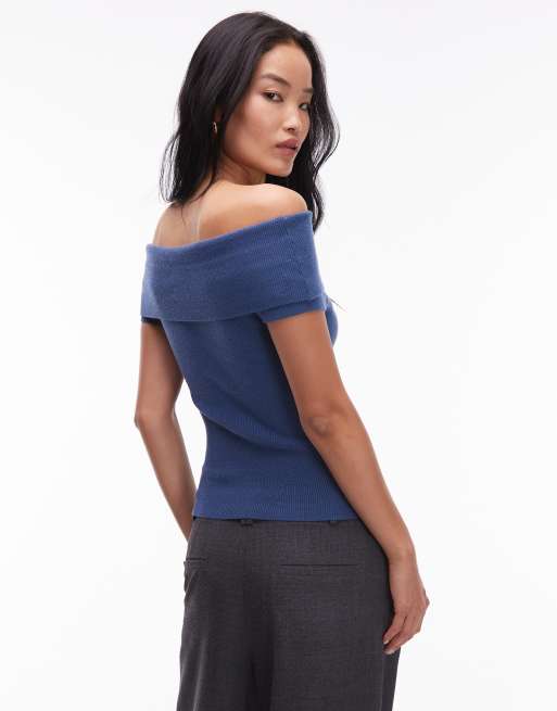 NIA Annemarie off the shoulder knit sweater in dusk , 2 of 4