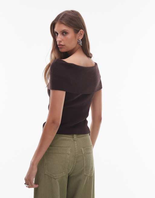NIA Annemarie off the shoulder knit sweater in espresso , 4 of 4