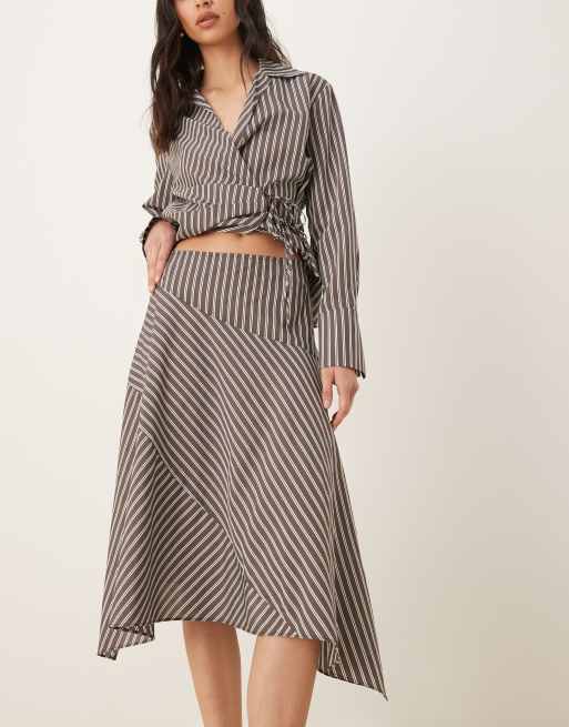 NIA Bronson striped skirt in chambray coffee, 2 of 5