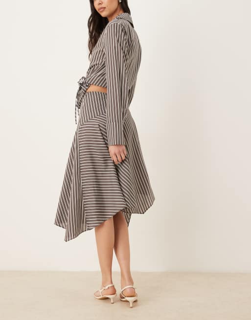 NIA Bronson striped skirt in chambray coffee, 3 of 5