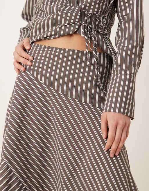 NIA Bronson striped skirt in chambray coffee, 4 of 5