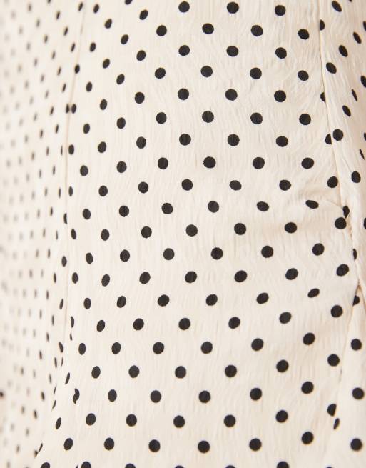 NIA Cahuenga polka dot ruffle edged mini dress in ivory, 3 of 4