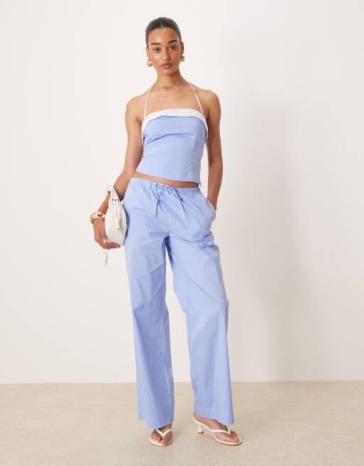 Nia Cherry fitted cami top in chambray blue (part of a set), 3 of 4