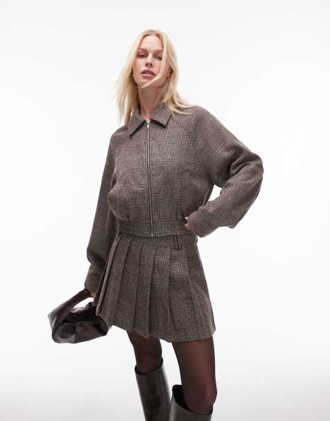 Nia Daniel herringbone bomber jacket in brown (part of a set) - view 1