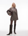 [Nia] Nia Fennel herringbone pleated skort in brown (part of a set) M BROWN
