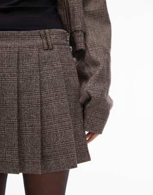 NIA FENNEL HERRINGBONE PLEATED SKORT 