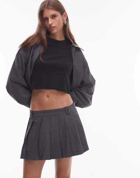 NIA Fennel pleated skort in charcoal
