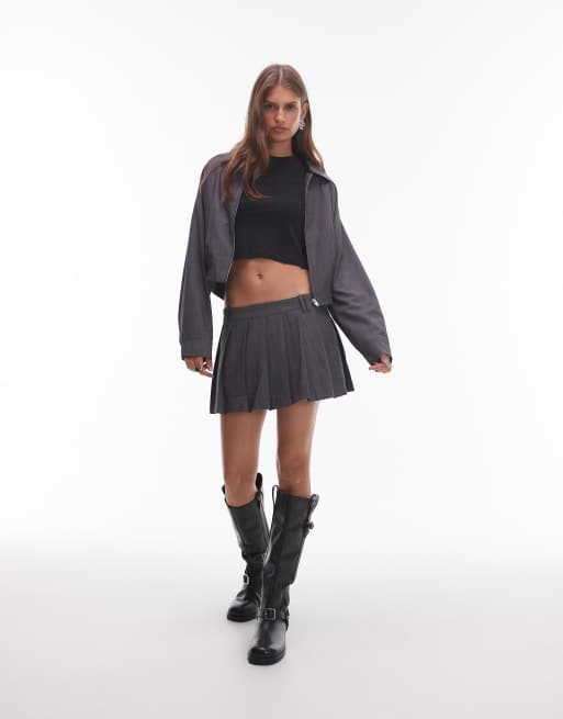 NIA Fennel pleated skort in charcoal, 3 of 5
