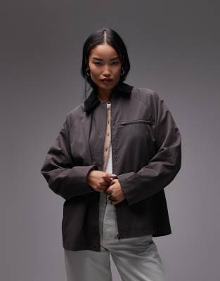 Nia Galilea Relaxed Worker Jacket In Gray