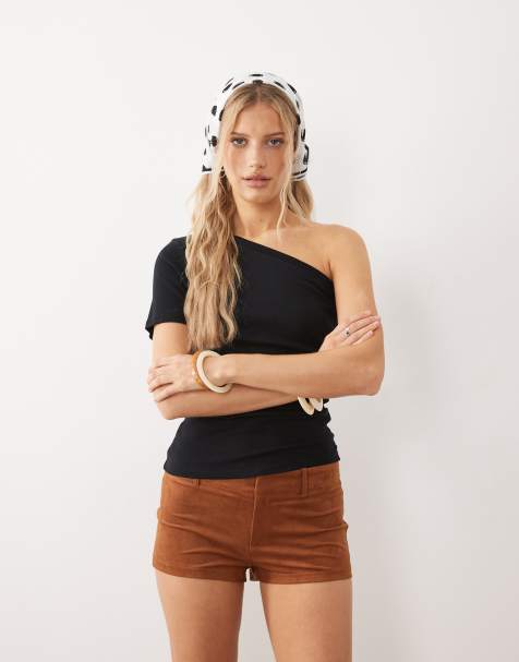 NIA Gower faux suede short in tan - view 1