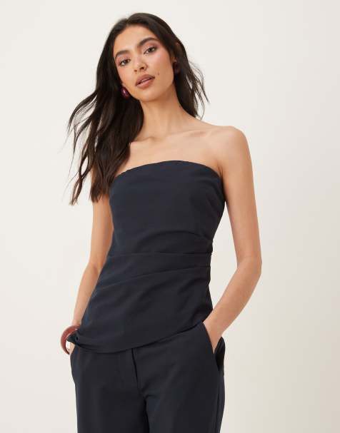 NIA Grandco-ord bandeau top in navy - view 1