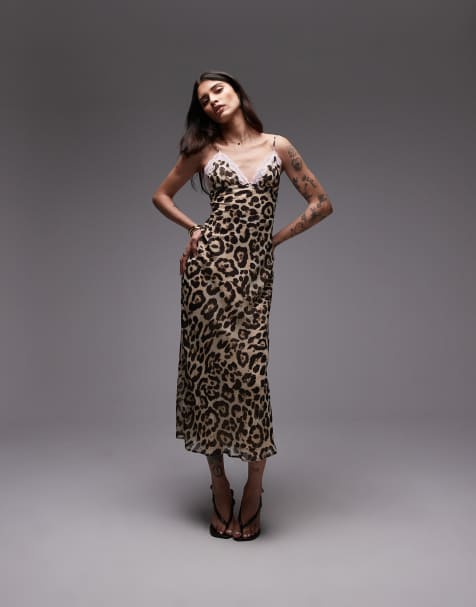 Nia jasmine leaopard print midaxi dress in beige - view 1