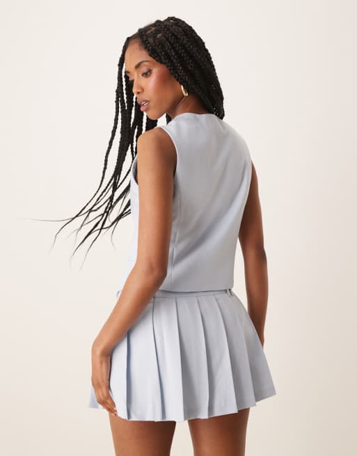 Nia johanna button up vest top in sky, 4 of 4