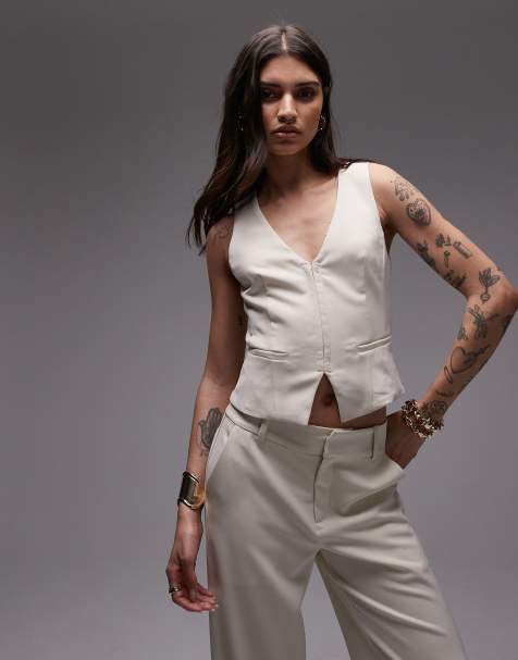 Nia jordan linen waistcoat in birch
