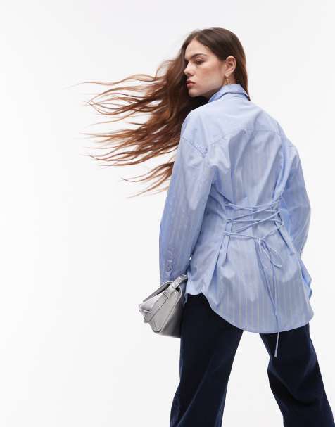 Nia Jules tailored striped shirt in chambray - view 1